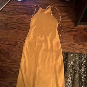 Zara Gold Satin Maxi Dress